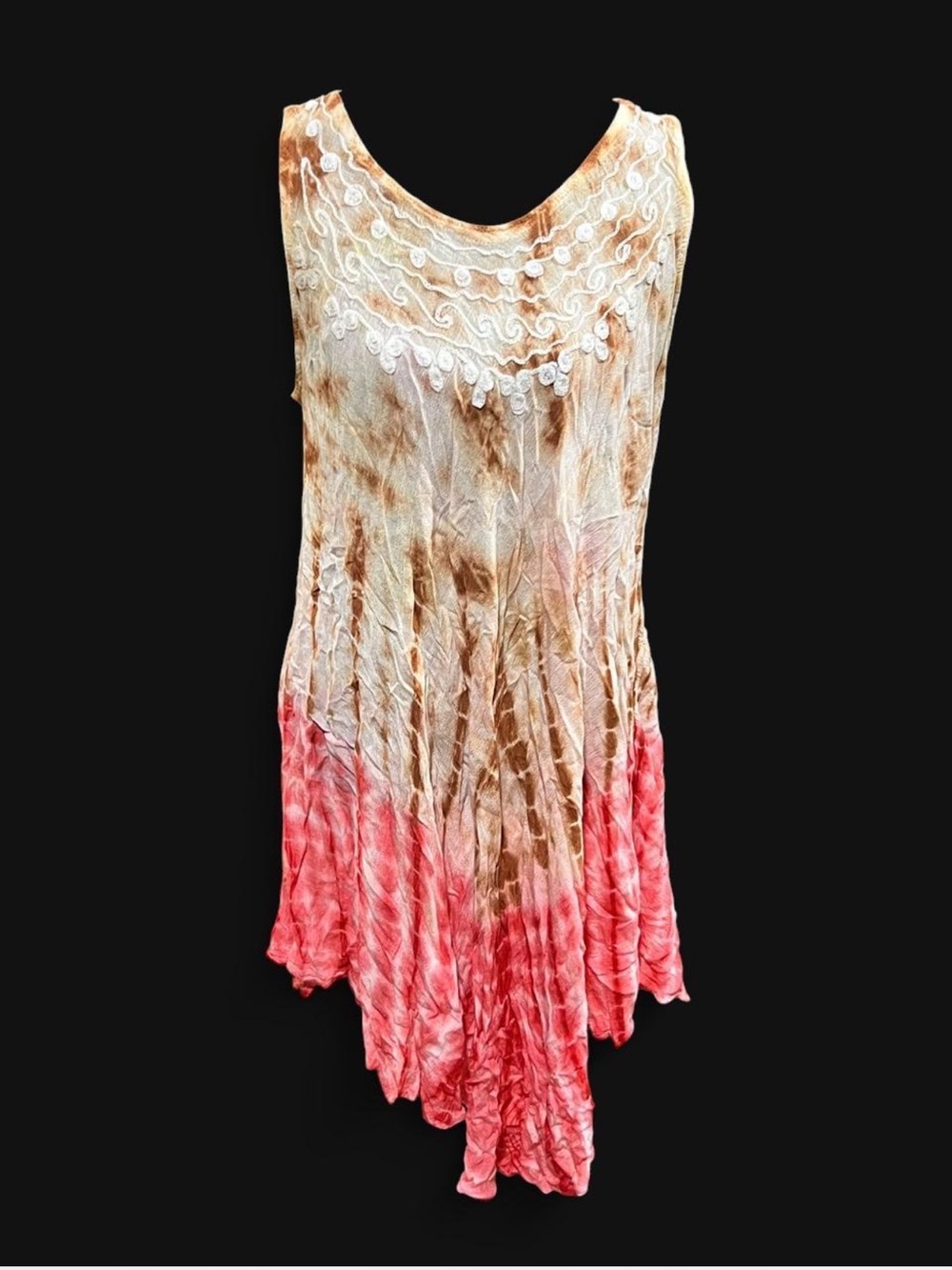 Sleeveless Tie-Dye Ombre dress in Brown and Pink